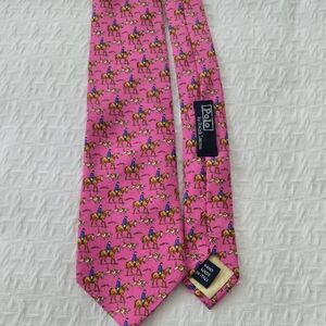 Polo by Ralph Lauren Pink Silk Tie with Geometric Pattern